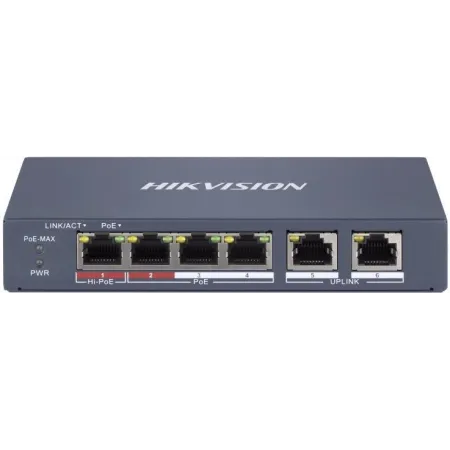 Коммутатор Hikvision DS-3E1106HP-EI (L2) 6x100Мбит/с 4PoE 60W управляемый