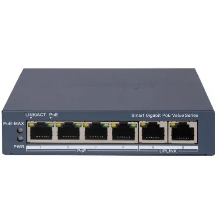 Коммутатор Hikvision DS-3E1506P-EI/M (L2) 6x1Гбит/с 4PoE 45W управляемый