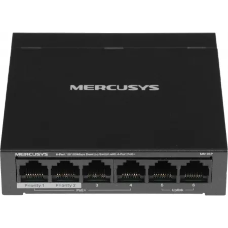 Коммутатор Mercusys MS106P (L2) 6x100Мбит/с 4PoE+ 67W неуправляемый