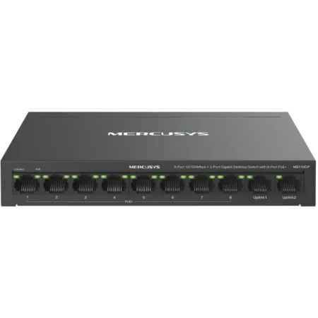 Коммутатор Mercusys MS110CP (L2) 8x100Мбит/с 2x1Гбит/с 8PoE+ 65W неуправляемый