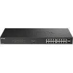 Коммутатор D-Link DGS-1018P DGS-1018P/B1A (L2) 16x1Гбит/с 2SFP 16PoE 240W неуправляемый