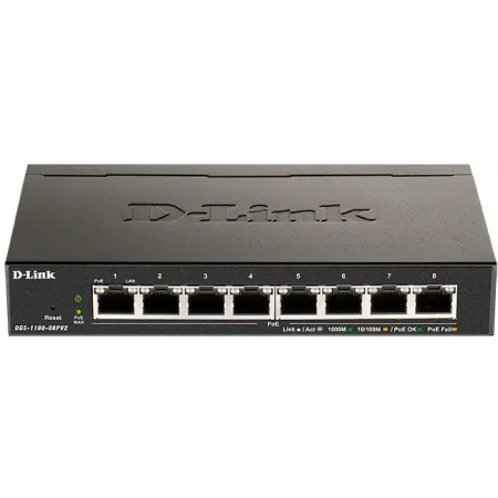 Коммутатор D-Link DGS-1100-08PV2/A4A (L2) 8x1Гбит/с 8PoE 64W настраиваемый Коммутатор D-Link DGS-1100-08PV2/A4A (L2) 8x1Гбит/с 8PoE 64W настраиваемый