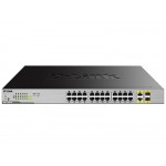 Коммутатор D-Link DGS-1026MP 24x1Гбит/с 2xКомбо(1000BASE-T/SFP) 24PoE 370W неуправляемый