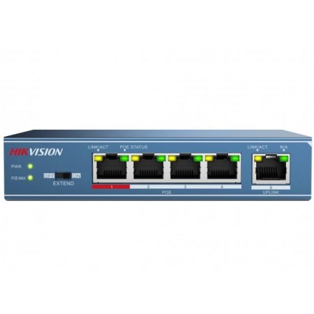 Коммутатор Hikvision DS-3E0105P-E(B) 4x100Мбит/с 4PoE 58W неуправляемый