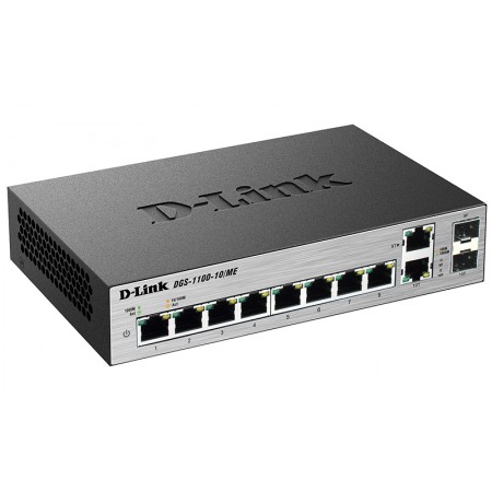 Коммутатор D-Link DGS-1100-10/ME/A2A 8x1Гбит/с 2xКомбо(1000BASE-T/SFP) управляемый