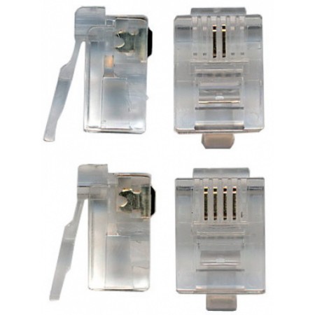 Коннектор Lanmaster (TWT-PL12-6P2C/100) UTP RJ12 прозрачный (упак.:100шт) Коннектор Lanmaster (TWT-PL12-6P2C/100) UTP RJ12 прозрачный (упак.:100шт)