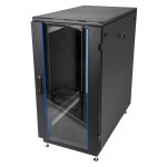 Шкаф коммутационный ЦМО (ШТК-М-27.6.8-1ААА-9005) напольный 27U 600x820мм пер.дв.стекл задн.дв.стал.лист 2 бок.пан. направл.под закл.гайки 400кг черный 79.7кг 180град.