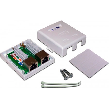 Розетка Lanmaster TWT-SM2-4545/S6-WH настен.RJ45 2 кат.6 STP бел. (упак.:1шт)