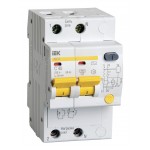 Выключатель автом. дифф. тока IEK MAD10-2-040-C-030 АД12 40A тип C 4.5kA 30мА AC 2П 230В 3мод белый (упак.:1шт)
