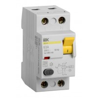 Выключатель дифф.тока УЗО IEK MDV10-2-063-300 ВД1-63 63A 300мА AC 2П 230В 2мод белый (упак.:1шт)
