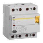 Выключатель дифф.тока УЗО IEK MDV10-4-040-030 ВД1-63 40A 30мА AC 4П 400В 4мод белый (упак.:1шт)
