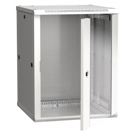 Шкаф коммутационный ITK Linea W (LWR3-15U66-GF) настенный 15U 600x600мм пер.дв.стекл направл.под закл.гайки 90кг серый 500мм 770мм сталь