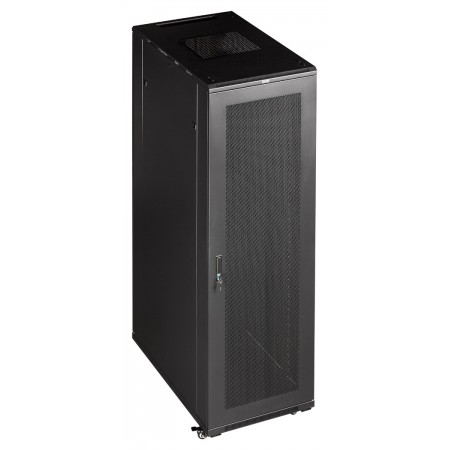 Шкаф коммутационный Lanmaster (TWT-CBB-42U-6X10-P1) напольный 42U 600x1000мм пер.дв.перфор. задн.дв.перфор.2-хст. 2 бок.пан. направл.под закл.гайки 800кг черный IP20 сталь
