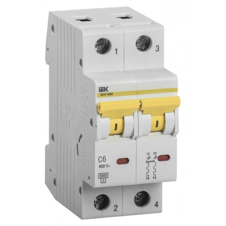 Выключатель автоматический IEK MVA31-2-006-C 6A тип C 6kA 2П 400В 2мод белый (упак.:1шт) Выключатель автоматический IEK MVA31-2-006-C 6A тип C 6kA 2П 400В 2мод белый (упак.:1шт)