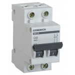Выключатель автоматический IEK MVA25-2-040-C Generica 40A тип C 4.5kA 2П 400В 2мод серый (упак.:1шт)