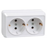 Розетка силов. IEK Октава ERO21-K01-16-DC 2розет. двойн. откр. зазем. крыш. IP20 белый (упак.:1шт)