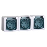 Розетка силов. IEK Гермес Plus ERMP32-K03-16-54-EC 3розет. тройн. откр. зазем. крыш. IP54 дымчатый (упак.:1шт)