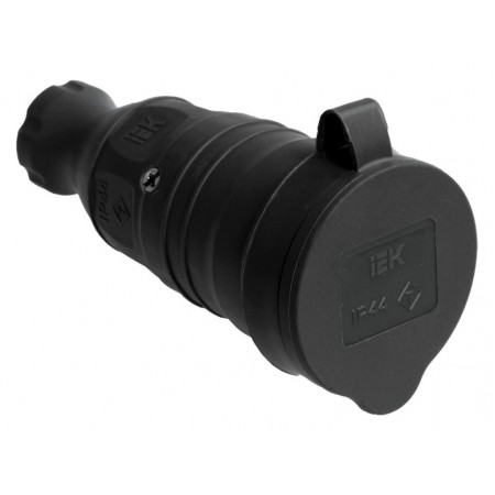 Розетка силов. IEK Омега PKR21-016-2-K02 1 розетка одинар. откр. зазем. крыш. IP44 черный (упак.:1шт)
