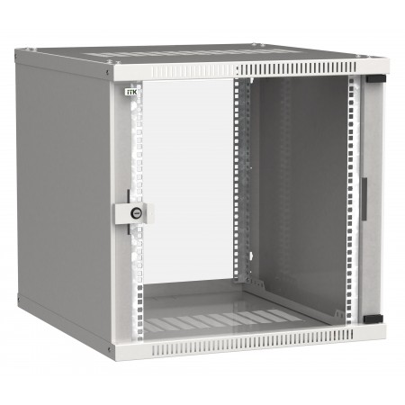 Шкаф коммутационный ITK Linea WE (LWE3-12U66-GF) настенный 12U 600x600мм пер.дв.стекл направл.под закл.гайки 50кг серый 550мм 200град. 585мм IP20 сталь