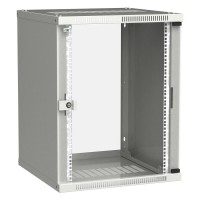 Шкаф коммутационный ITK Linea WE (LWE3-15U66-GF) настенный 15U 600x600мм пер.дв.стекл направл.под закл.гайки 50кг серый 550мм 22.3кг 200град. 715мм IP20 IK08 сталь