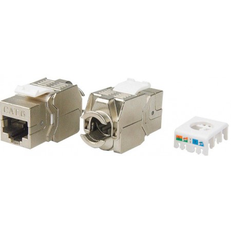 Модуль Hyperline KJ8-8P8C-C6-180-TLS-SH-F-WH информ. KeystoneRJ45 кат.6 FTP стальной (упак.:1шт)