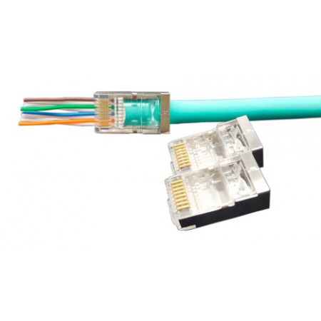 Коннектор Hyperline (PLEZ-8P8C-U-C5-SH-100) FTP кат.5e RJ45 прозрачный (упак.:100шт)