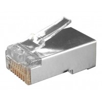 Коннектор Hyperline (PLUG-8P8C-U-C6-SH-100) FTP кат.6 RJ45 прозрачный (упак.:100шт)