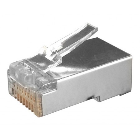Коннектор Hyperline (PLUG-8P8C-U-C6-SH-100) FTP кат.6 RJ45 прозрачный (упак.:100шт)
