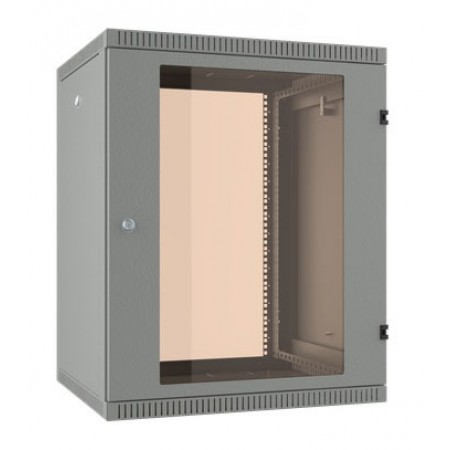 Шкаф коммутационный NT WALLBOX 15-65 G (084702) настенный 15U 600x520мм пер.дв.стекл направл.под закл.гайки 225кг серый 470мм 25кг 744мм IP20 сталь
