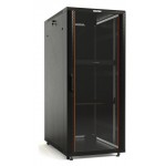 Шкаф коммутационный Hyperline (TTBR-2266-AS-RAL9004) напольный 22U 600x600мм пер.дв.стекл задн.дв.спл.стал.лист 2 бок.пан. 800кг черный 510мм 1166мм IP20 сталь