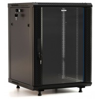 Шкаф коммутационный Hyperline (TWB-FC-1866-GP-RAL9004) настенный 18U 600x600мм пер.дв.стекл 60кг черный 920мм IP20 сталь