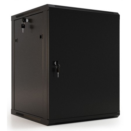 Шкаф коммутационный Hyperline (TWB-0966-SR-RAL9004) настенный 9U 600x600мм пер.дв.стал.лист 2 бок.пан. 60кг черный 500мм IP20 сталь