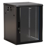 Шкаф коммутационный Hyperline (TWB-0666-GP-RAL9004) настенный 6U 600x600мм пер.дв.стекл 2 бок.пан. 60кг черный 367мм IP20 сталь