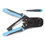 Инструмент обжимной Hyperline HT-200AR для RJ-50/RJ-45/RJ-12/RJ-11 черный/оранжевый