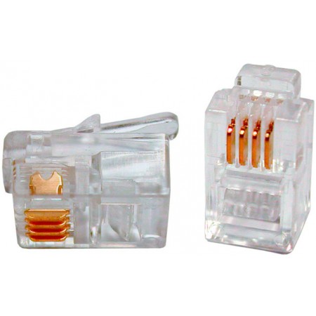 Коннектор Hyperline PLUG-4P4C-P-C2-100 (упак.:100шт) 100м прозрачный