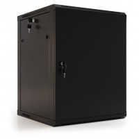 Шкаф коммутационный Hyperline (TWB-0945-SR-RAL9004) настенный 9U 600x450мм пер.дв.стал.лист 60кг черный 275мм 180град. 500мм IP20 сталь