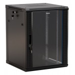 Шкаф коммутационный Hyperline (TWB-1845-GP-RAL9004) настенный 18U 600x450мм пер.дв.стекл 60кг черный 275мм 180град. 908мм IP20 сталь