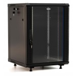 Шкаф коммутационный Hyperline (TWB-FC-2266-GP-RAL9004) настенный 22U 600x600мм пер.дв.стекл 60кг черный 180град. 1098мм IP20 сталь