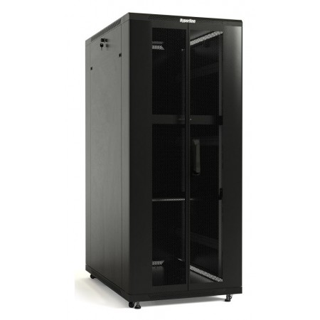 Шкаф серверный Hyperline (TTB-4781-DD-RAL9004) напольный 47U 800x1000мм пер.дв.перфор. задн.дв.перфор. 2 бок.пан. направл.под закл.гайки 800кг черный 910мм 142.42кг 2277мм IP20 сталь