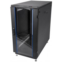 Шкаф коммутационный ЦМО (ШТК-М-27.6.6-1ААА-9005) напольный 27U 600x600мм пер.дв.стекл задн.дв.стал.лист 2 бок.пан. направл.под закл.гайки 600кг черный 455мм 63.09кг 180град. 1360мм сталь