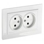 Розетка силов. IEK Brite РС12-2-БрБ BR-R20-10-K01-F 2розет. двойн. скрыт. IP20 белый (упак.:1шт)