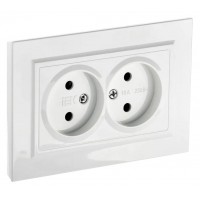 Розетка силов. IEK Brite РС12-2-БрБ BR-R20-10-K01-F 2розет. двойн. скрыт. IP20 белый (упак.:1шт)