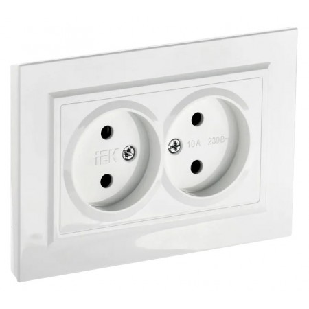 Розетка силов. IEK Brite РС12-2-БрБ BR-R20-10-K01-F 2розет. двойн. скрыт. IP20 белый (упак.:1шт)