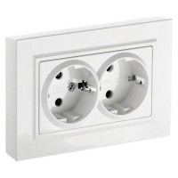 Розетка силов. IEK Brite РС12-3-БрБ BR-R21-16-K01-F 2розет. двойн. скрыт. зазем. IP20 белый (упак.:1шт)