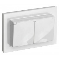Розетка силов. IEK Brite РСбш12-3-44-БрБ BR-R26-16-44-K01-F двойн. скрыт. зазем. штор. крыш. IP44 белый (упак.:1шт)