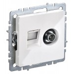 Розетка комп/телев. IEK Brite РТВ/РК12-БрКр BR-AK20-1-K01 2розет. концевая одинар. скрыт. штор. IP20 белый (упак.:1шт)