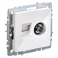 Розетка комп/телев. IEK Brite РТВ/РК12-БрКр BR-AK20-1-K01 2розет. концевая одинар. скрыт. штор. IP20 белый (упак.:1шт)