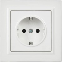 Розетка силов. IEK Brite РСР14-1-0-БрБ BR-R14-16-K01-F одинар. скрыт. зазем. штор. IP20 белый (упак.:1шт)