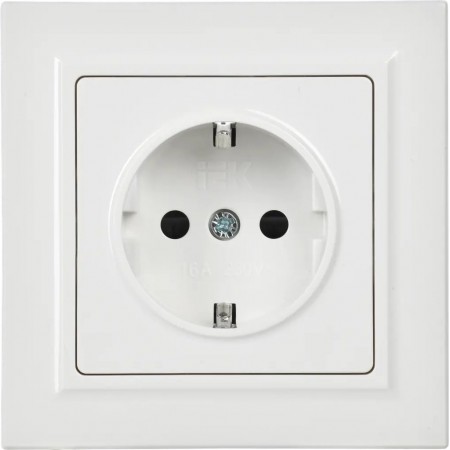 Розетка силов. IEK Brite РСР14-1-0-БрБ BR-R14-16-K01-F одинар. скрыт. зазем. штор. IP20 белый (упак.:1шт)