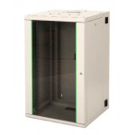 Шкаф коммутационный Lande Proline (LN-PR16U6045-LG-111) настенный 16U 600x450мм пер.дв.стекл задн.дв.стал.лист направл.под закл.гайки 100кг серый 29кг 210град. 818мм IP20 сталь